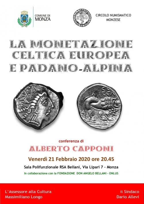 Monza 21 febbraio 2020 – Conferenza: “La monetazione celtica europea e padano-alpina”