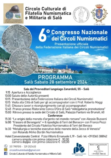 Salò 28 settembre 2024 – 6° Congresso Nazionale dei Circoli Numismatici