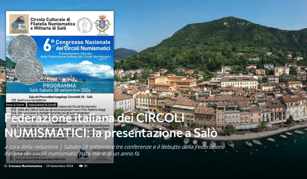 CN 24 settembre 2024: “…Numismatica una Mission Possibile”