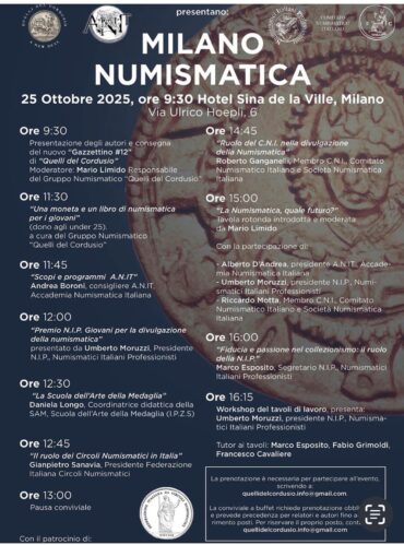 Milano 25 ottobre 2025 ore 9.30 Segnalazione Evento “Milano Numismatica 2025”