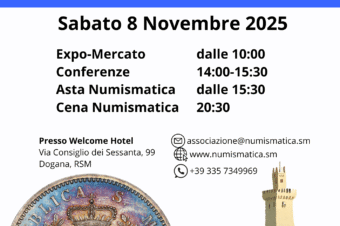 San Marino : 8 novembre 2025: Serie di Eventi Numismatici