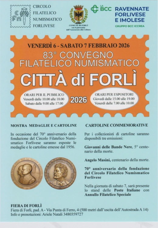 Forlì 6-7 febbraio 2026 – 83° Convegno Filatelico Numismatico