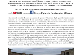 Milano 19 maggio 2026 – Conferenza sulla Monetazione quotidiana a Pompei