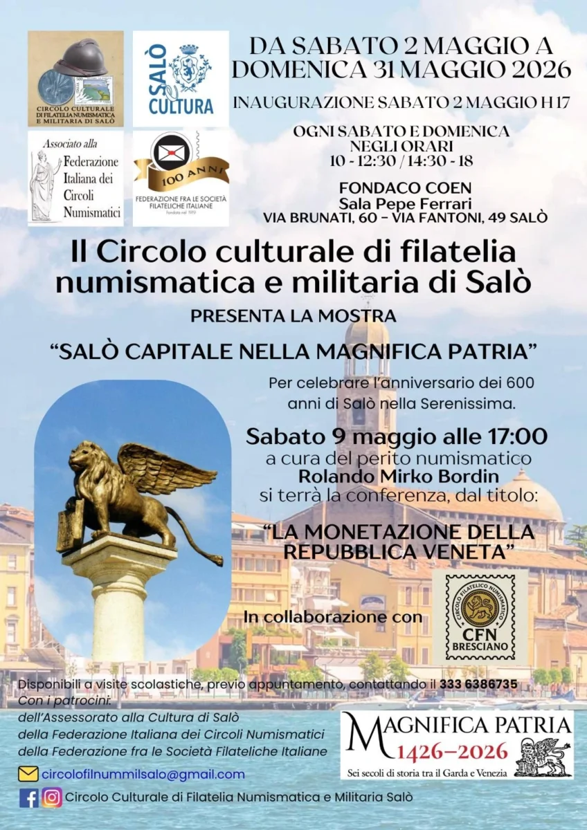 Salò 9 maggio 2026 – Conferenza “La monetazione di Venezia”