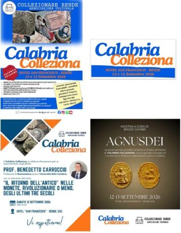 Rende (CZ) 12 e 13 Settembre 2026:”Calabria Colleziona” evento dedicato alla storia, alla memoria e al collezionismo