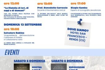 Rende (CZ) 12 e 13 Settembre 2026:”Calabria Colleziona” evento dedicato alla storia, alla memoria e al collezionismo